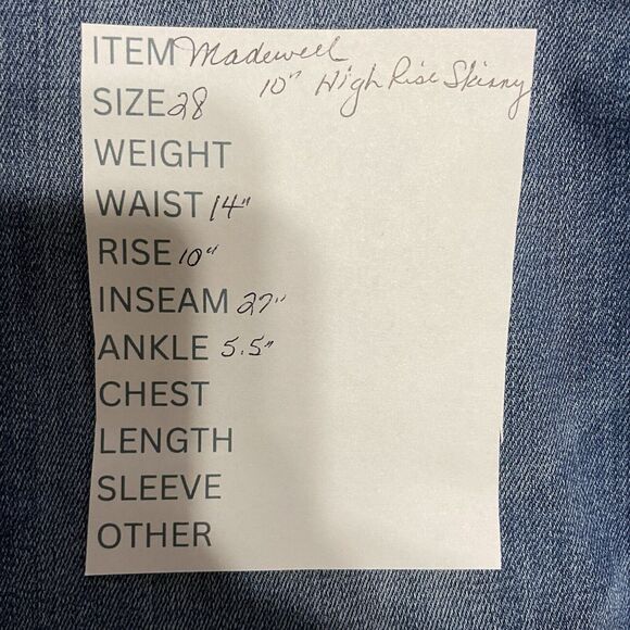Madewell 10” HIGH RISE SKINNY Jeans Women’s Size 28 Medium Wash Stretch Ankle - Picture 10 of 10